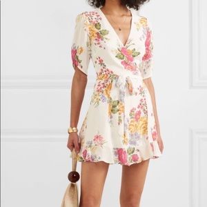 Reformation floral wrap mini dress